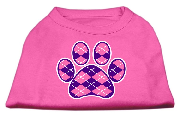 Argyle Paw Purple Screen Print Shirt Bright Pink XS